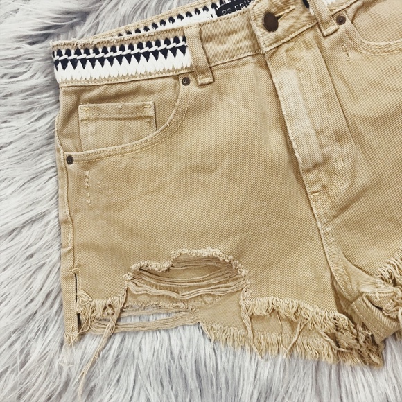 P.S. Erin Wasson Khaki Denim Shorts - Picture 3 of 5